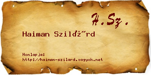 Haiman Szilárd névjegykártya
